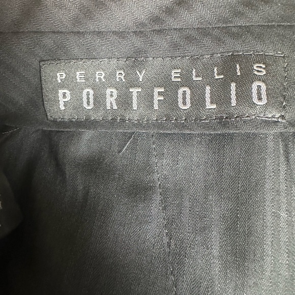 Perry Ellis Black Pinstripe Dress Pants 34x32 Straight fit - Picture 5 of 7